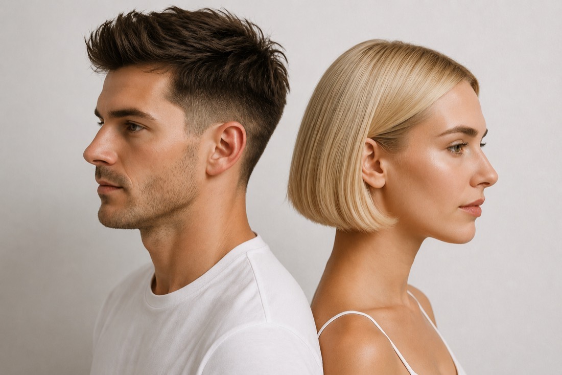 A stylist finishing a precision haircut at Gil Ferrer Salon in Bridgehampton